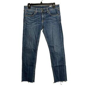 Rag Bone Dre Keiko Skinny Boyfriend Jeans Women Size 25 Blue Cutoff Raw Rag Hem